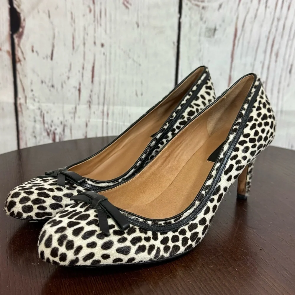 Ann Taylor leopard print Calf Hair, Calf Leather 3” heeled almond toe pumps 7.5 - Picture 10 of 14
